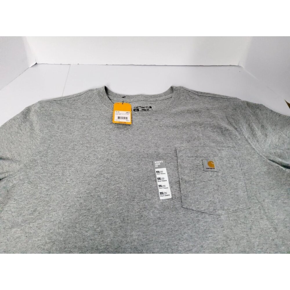 Carhartt Women's T-Shirt Loose Fit Grey Heavy Weight Single Pocket Size XXL